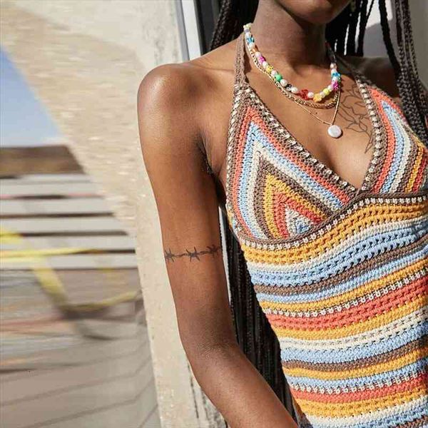 womens halter bodycon mini dress sleeveless backless color block crochet short dress, Black;gray
womens halter bodycon mini dress sleeveless backless color block crochet short dress, Black;gray