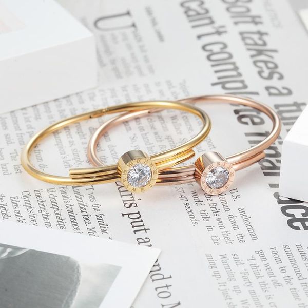 bangle fashion silver color rose gold wire stainless steel women round roman letter white crystal stone charms bracelets jewelry, Black
bangle fashion silver color rose gold wire stainless steel women round roman letter white crystal stone charms bracelets jewelry, Black