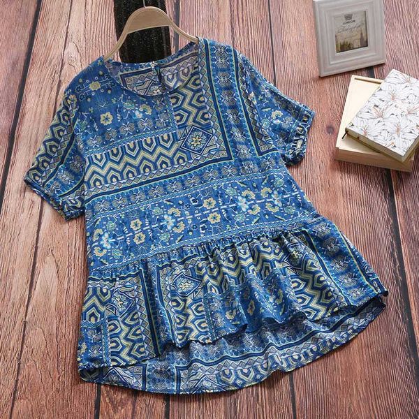 summer fashion boho print cat and linen casual ladies loose tea women's short mouw blouse, White
summer fashion boho print cat and linen casual ladies loose tea women's short mouw blouse, White