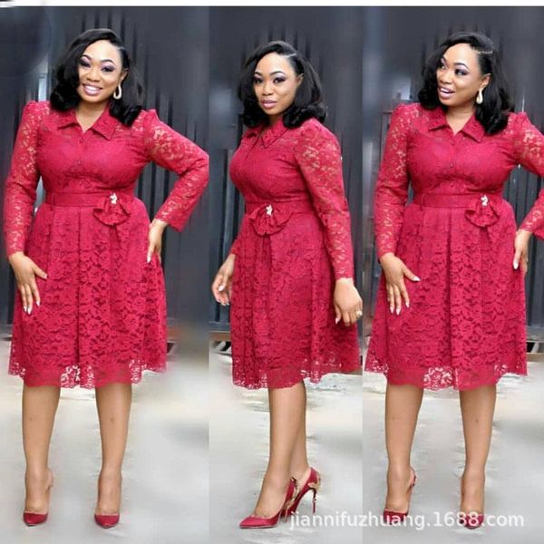 casual dresses african women's dress fashion long-sleeved shirt collar lace cardigan a word professional 2021 autumn plus size, Black;gray
casual dresses african women's dress fashion long-sleeved shirt collar lace cardigan a word professional 2021 autumn plus size, Black;gray