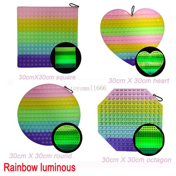 30cm/40cm luminous push bubble fidget toy rainbow antistress toy children's silicone educational toys kids deskboard