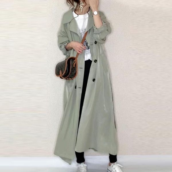 women's trench coats button long double-breasted notched lapel fall coat, Tan;black
women's trench coats button long double-breasted notched lapel fall coat, Tan;black