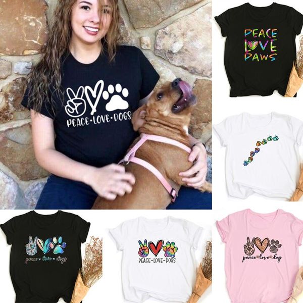 women's t-shirt peace love dogs women summer t-shirts hipster casual dog lover mom pet paws female graphic tees round neck t shirt ropa, White
women's t-shirt peace love dogs women summer t-shirts hipster casual dog lover mom pet paws female graphic tees round neck t shirt ropa, White