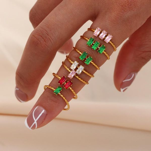 cluster rings 2021 creative design square cubic zirconia stone ring thin band stainless steel gold plated crystal ajustable, Golden;silver
cluster rings 2021 creative design square cubic zirconia stone ring thin band stainless steel gold plated crystal ajustable, Golden;silver