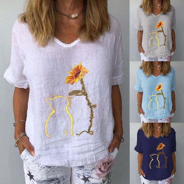salewomen's on leuke kat bloem printed cat and linen v-neck shirts short mouwen losse t-shirt female rookie 2021, White
salewomen's on leuke kat bloem printed cat and linen v-neck shirts short mouwen losse t-shirt female rookie 2021, White