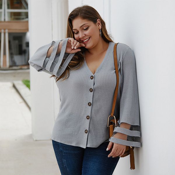 2021 autumn winter plus size fashion mesh flare sleeve knitted sweater women solid single breasted v neck casual new htrm, White
2021 autumn winter plus size fashion mesh flare sleeve knitted sweater women solid single breasted v neck casual new htrm, White