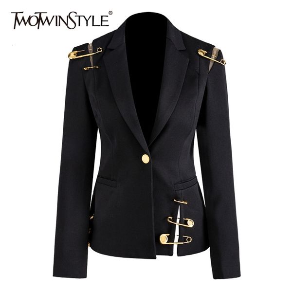 twotwinstyle loose fit black hollow out pin spliced jacket blazer lapel long sleeve women coat fashion autumn winter 211019, White;black
twotwinstyle loose fit black hollow out pin spliced jacket blazer lapel long sleeve women coat fashion autumn winter 211019, White;black