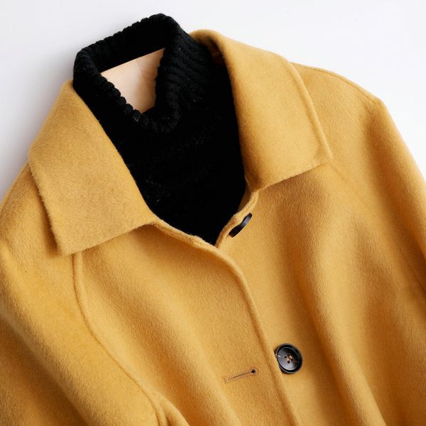 new fashion 2021 autumn winter woolen turn down collar women 100% wool jacket yellow coat chaqueta mujer iii7, Black
new fashion 2021 autumn winter woolen turn down collar women 100% wool jacket yellow coat chaqueta mujer iii7, Black