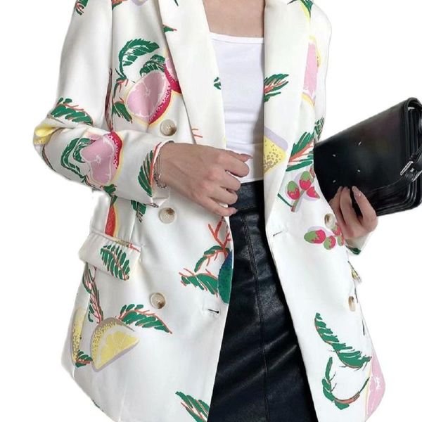 women's suits & blazers 2021 spring and autumn fashion dress slim fit medium long double breasted fresh fruit print street suit coat, White;black
women's suits & blazers 2021 spring and autumn fashion dress slim fit medium long double breasted fresh fruit print street suit coat, White;black