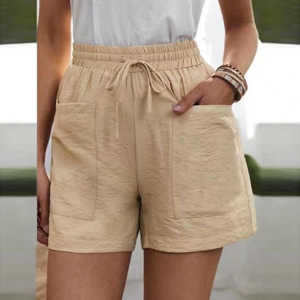 women's shorts 2021 summer high waist pockets solid color elastic loose adjustable bottoms daily wear work, White;black
women's shorts 2021 summer high waist pockets solid color elastic loose adjustable bottoms daily wear work, White;black