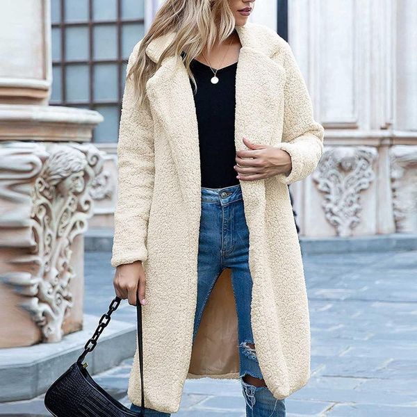 women's wool & blends autumn warm winter coat woman thick faux fur ladies solid oversized teddy jacket female casual plush long outwear, Black
women's wool & blends autumn warm winter coat woman thick faux fur ladies solid oversized teddy jacket female casual plush long outwear, Black
