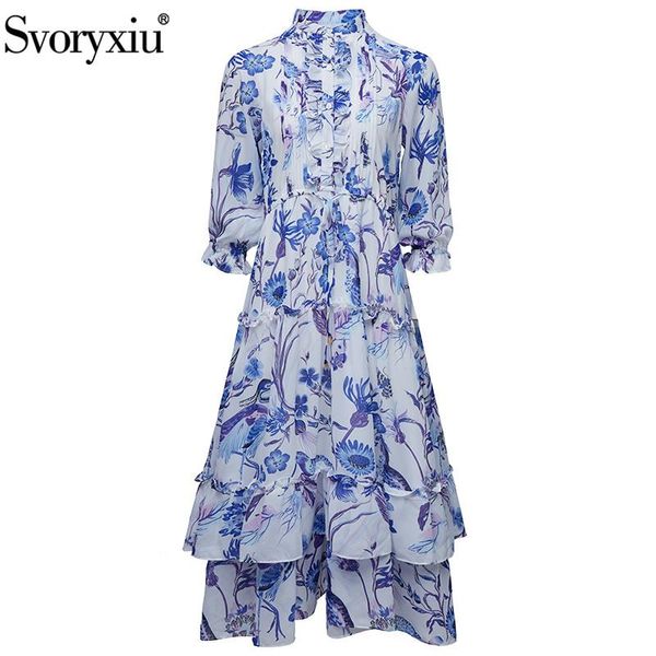 casual dresses svoryxiu 2021runway fashion summer ruffles long dress women's elastic waist elegant blue white flower print vestdios, Black;gray
casual dresses svoryxiu 2021runway fashion summer ruffles long dress women's elastic waist elegant blue white flower print vestdios, Black;gray