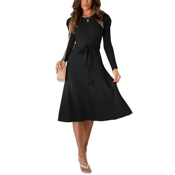 casual dresses women's knit midi dress long puff sleeve round neck solid color tie back, Black;gray
casual dresses women's knit midi dress long puff sleeve round neck solid color tie back, Black;gray