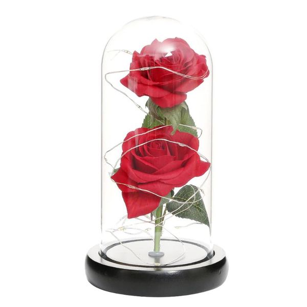 glass cover led light simulation immortal rose deskornament valentine's day gift for lady without battery (double rose
glass cover led light simulation immortal rose deskornament valentine's day gift for lady without battery (double rose