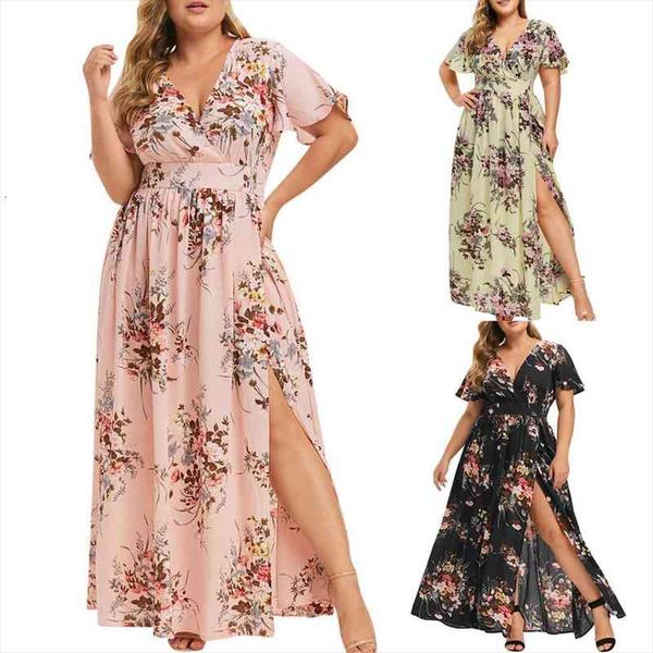 xl-5xl women plus size dress v neck floral print short sleeve boho dress ankle-length vestido vestidos sukienki elb, Black;gray
xl-5xl women plus size dress v neck floral print short sleeve boho dress ankle-length vestido vestidos sukienki elb, Black;gray