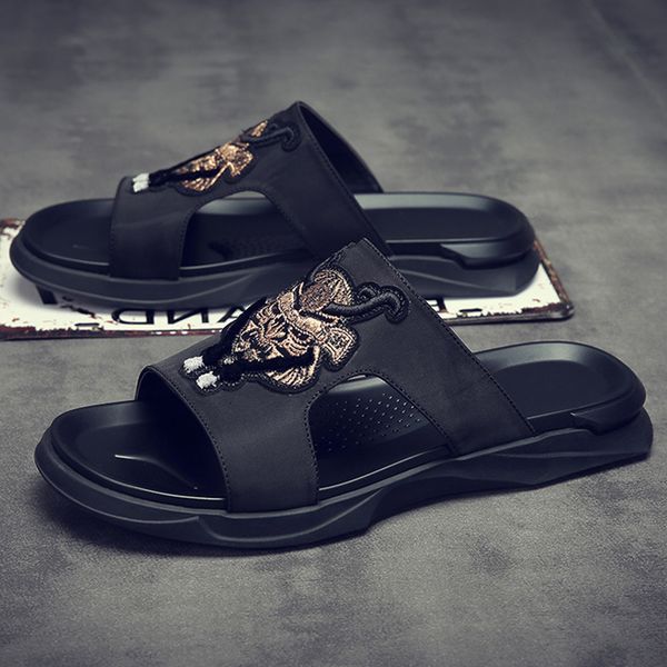 slippers men's slippers summer wear trend versatile personalized embroidery men's korean style ij8c, Black
slippers men's slippers summer wear trend versatile personalized embroidery men's korean style ij8c, Black