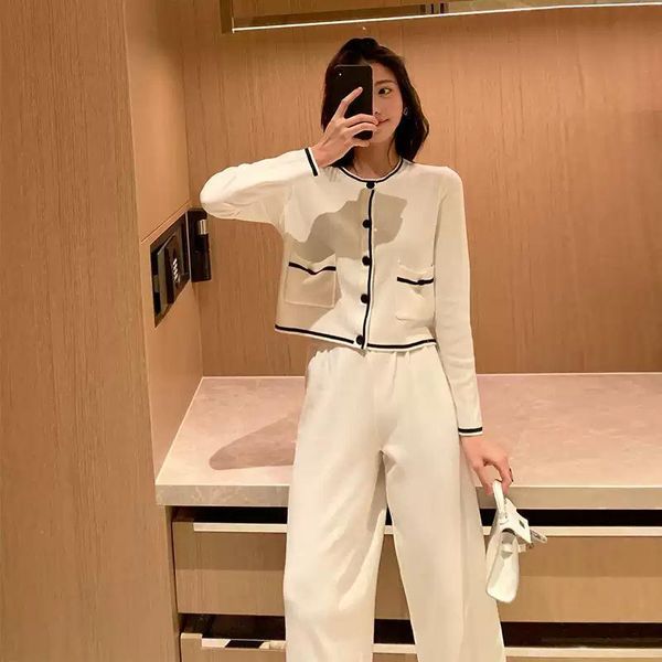 women's two piece pants autumn and winter elegant fashion wide- leg suit slimming youthful -looking, White
women's two piece pants autumn and winter elegant fashion wide- leg suit slimming youthful -looking, White