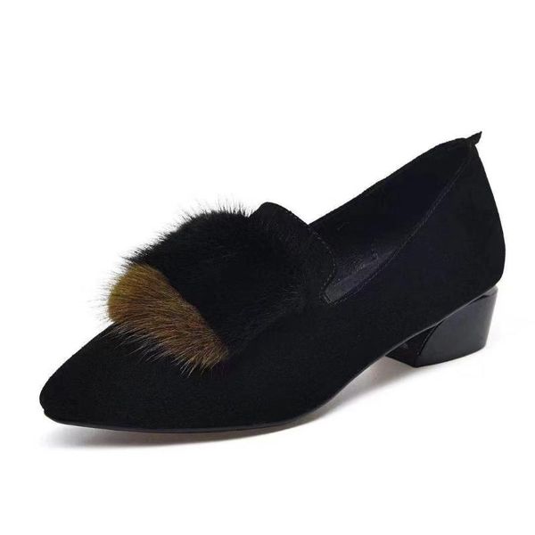 dress shoes autumn soft leather shallow mouth plush single female mother's thick heel bottom women's, Black
dress shoes autumn soft leather shallow mouth plush single female mother's thick heel bottom women's, Black