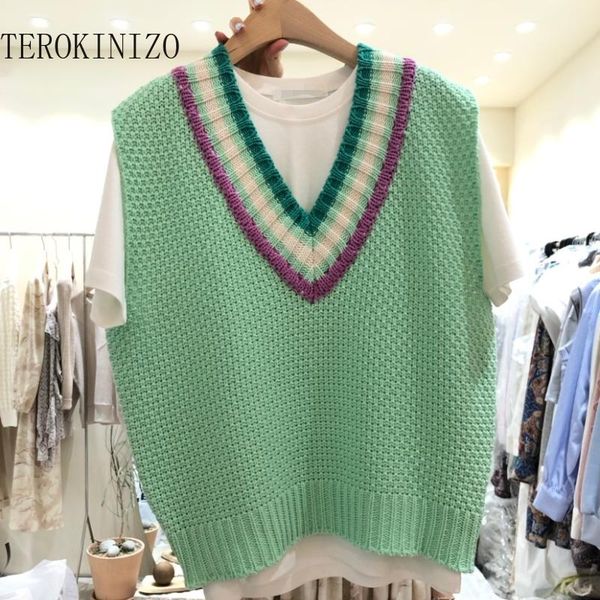 women's vests terokinizo contrast color knitted sweaters vest korean fashion v-neck sleeveless tanks loose casual all match lady a3355, Black;white
women's vests terokinizo contrast color knitted sweaters vest korean fashion v-neck sleeveless tanks loose casual all match lady a3355, Black;white