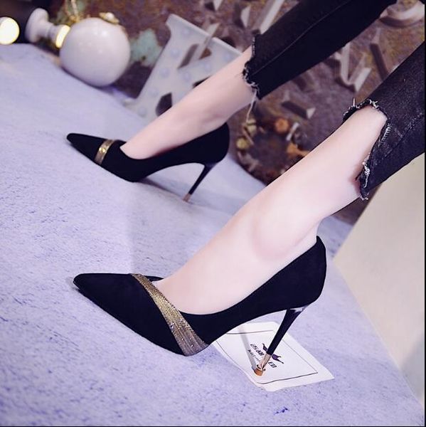 dress shoes 2021 suede shallow mouth color matching pointed phnom penh stiletto heels temperament women's wedding banquet, Black
dress shoes 2021 suede shallow mouth color matching pointed phnom penh stiletto heels temperament women's wedding banquet, Black