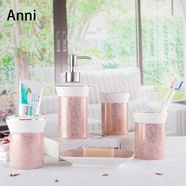bath accessory set simple five-piece pink bathroom accessories ceramic nordic modern creativity household restroom shower organizer
bath accessory set simple five-piece pink bathroom accessories ceramic nordic modern creativity household restroom shower organizer
