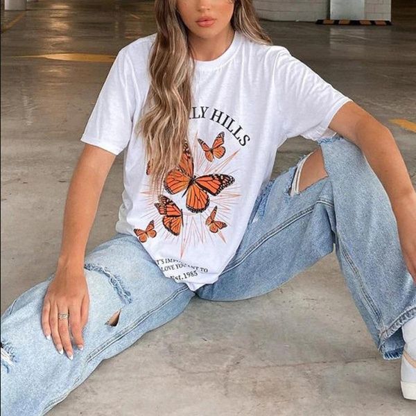 women's t-shirt white butterfly letter printed o-neck short sleeve summer for women 2021 fashion clothing plus size
women's t-shirt white butterfly letter printed o-neck short sleeve summer for women 2021 fashion clothing plus size