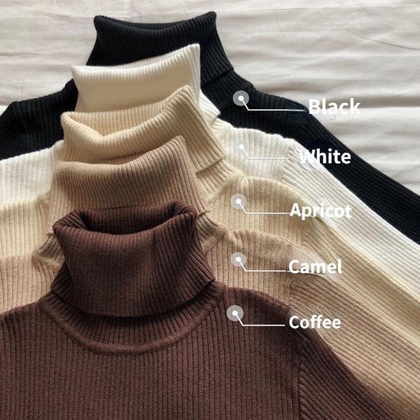 women's sweaters pullover ribbed knitted sweater autumn winter clothes women 2021 high neck long sleeve slim basic woman pullovers, White;black 
women's sweaters pullover ribbed knitted sweater autumn winter clothes women 2021 high neck long sleeve slim basic woman pullovers, White;black