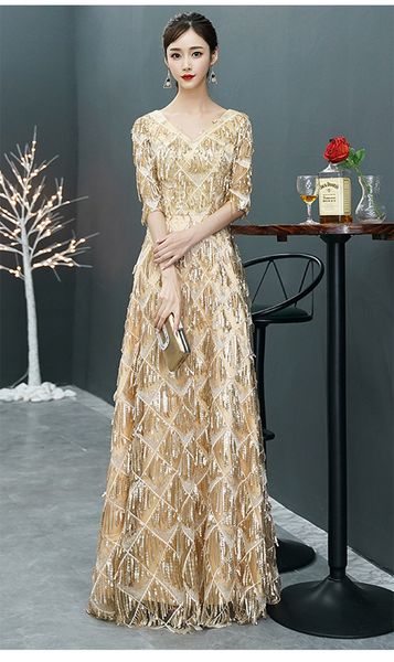 new 2021 gold/burgundy v-neck tassel sequin half sleeves evening women elegant long prom party vestidos de noiva 7lkm, Black;red
new 2021 gold/burgundy v-neck tassel sequin half sleeves evening women elegant long prom party vestidos de noiva 7lkm, Black;red