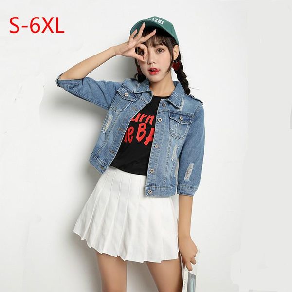 women's jackets plus size korean women denim jacket three quarter jeans turn down collar button outwear summer, Black;brown
women's jackets plus size korean women denim jacket three quarter jeans turn down collar button outwear summer, Black;brown