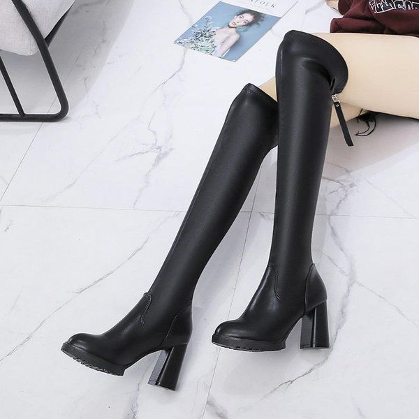 boots shoes woman fashion women zapatos de mujer women's winter warm round toe square high heels knee booties, Black
boots shoes woman fashion women zapatos de mujer women's winter warm round toe square high heels knee booties, Black