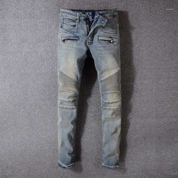 men's jeans european high street fashion slim fit retro yellow blue hip hop denim pants american streetwear biker men time limited
men's jeans european high street fashion slim fit retro yellow blue hip hop denim pants american streetwear biker men time limited