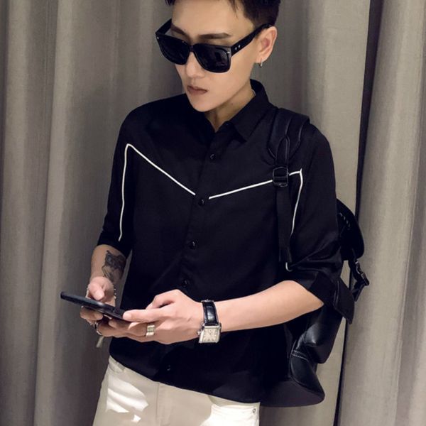 2021 men's summer short sleeve solid shirts fine fit streetwear social party nightclub blouse chemise homme 46lt, White;black
2021 men's summer short sleeve solid shirts fine fit streetwear social party nightclub blouse chemise homme 46lt, White;black