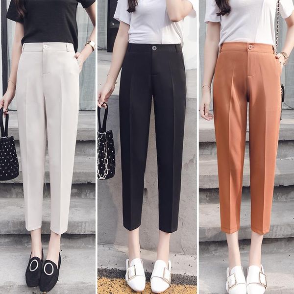 women's pants & capris 2021 spring harem female was thin casual high waist feet suit students nine points, Black;white
women's pants & capris 2021 spring harem female was thin casual high waist feet suit students nine points, Black;white