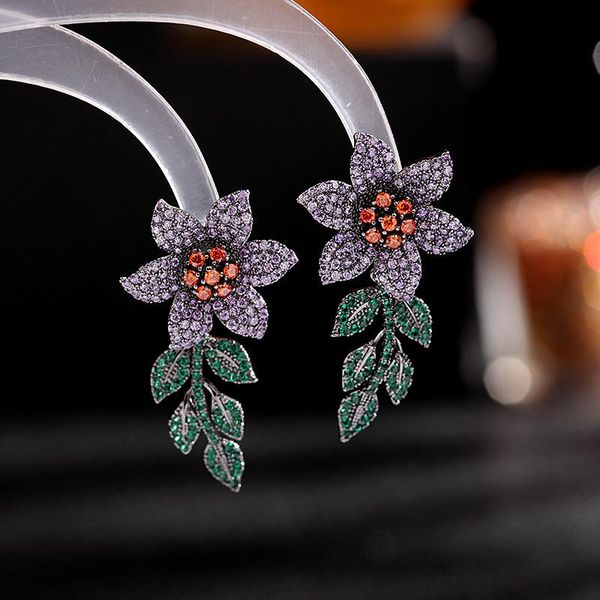 dangle & chandelier bilincolor fashion purple flower and green leaf drop earring for women, Silver
dangle & chandelier bilincolor fashion purple flower and green leaf drop earring for women, Silver