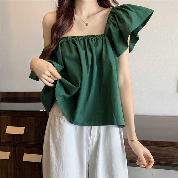 women's blouses & shirts french shoulder summer net red 2021 fashion ruffle loose design short sleeve t-shirt, White
women's blouses & shirts french shoulder summer net red 2021 fashion ruffle loose design short sleeve t-shirt, White