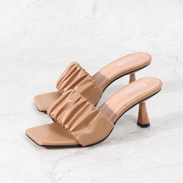 2021 summer women pumps outside solid pleated ladies slides 6cm high heels for female sandals casual womans modern slippers, Black
2021 summer women pumps outside solid pleated ladies slides 6cm high heels for female sandals casual womans modern slippers, Black