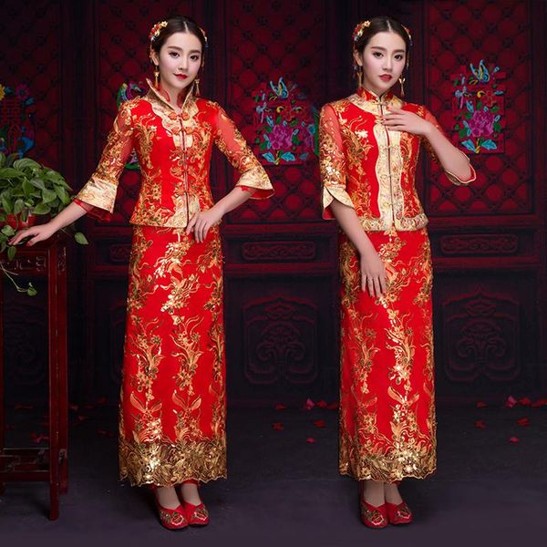 ethnic clothing red bride fall clothes vintage chinese style wedding dress retro toast embroidery peacock gown marriage cheongsam qipao
ethnic clothing red bride fall clothes vintage chinese style wedding dress retro toast embroidery peacock gown marriage cheongsam qipao