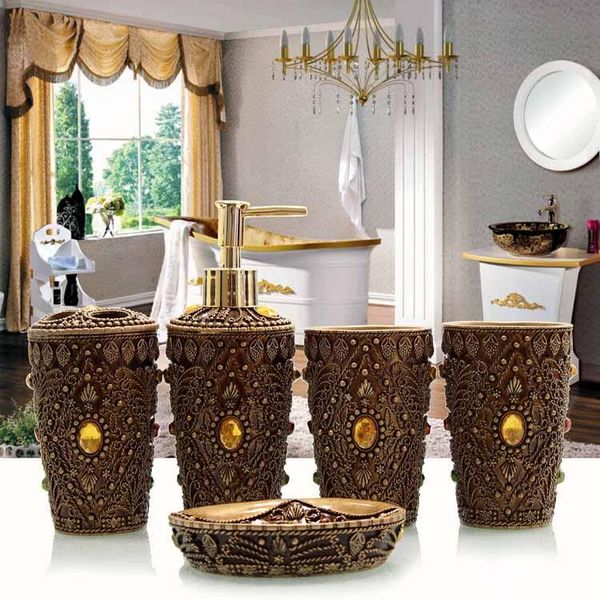 bath accessory set european five-piece bathroom toiletry supplies resin creative cup toothbrush holder combination
bath accessory set european five-piece bathroom toiletry supplies resin creative cup toothbrush holder combination