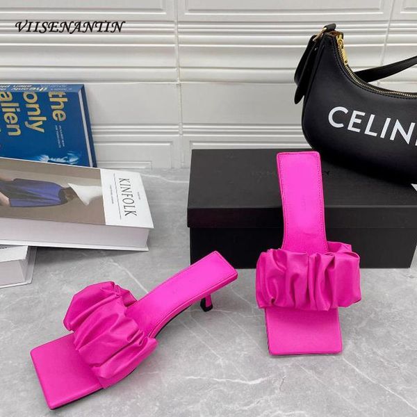 slippers niche style design sense pleated square toe stiletto summer rose red ladies temperament high-heeled, Black
slippers niche style design sense pleated square toe stiletto summer rose red ladies temperament high-heeled, Black
