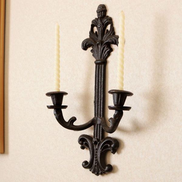 european style retro wall candle holders cast iron 2 arm candlestick metal courtyard bougeoir candles home decoration
european style retro wall candle holders cast iron 2 arm candlestick metal courtyard bougeoir candles home decoration