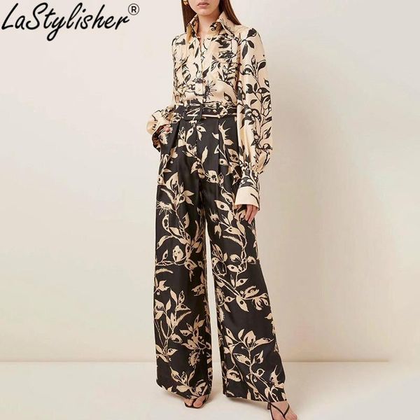 women's two piece pants lastylisher fashion print set for women lantern long sleeve shirt high waist sashes wide leg suit female 2021, White
women's two piece pants lastylisher fashion print set for women lantern long sleeve shirt high waist sashes wide leg suit female 2021, White