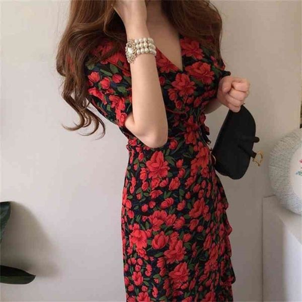 vintage charming rose print dress for women summer elegant v neck puff sleeve slim wrap female vestidos 210602, White
vintage charming rose print dress for women summer elegant v neck puff sleeve slim wrap female vestidos 210602, White