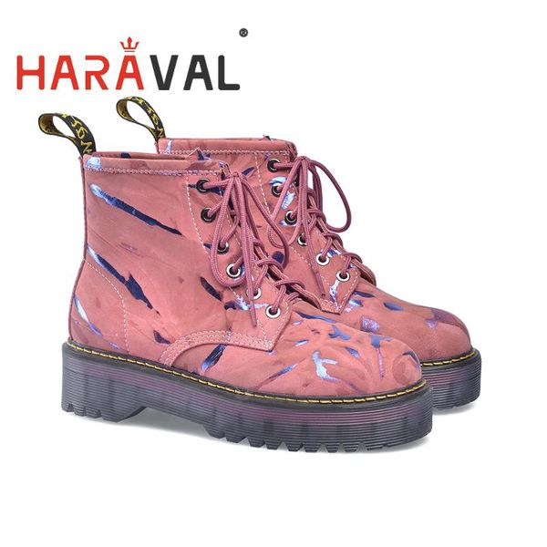 boots haraval women platform think bottom lace up genuine leather lady fashion shoes pink blue waterproof round toe e272l, Black
boots haraval women platform think bottom lace up genuine leather lady fashion shoes pink blue waterproof round toe e272l, Black