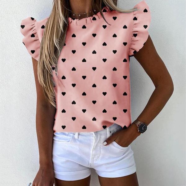 fashion heart striped floral womens shirts print o neck ruffled short sleeves summer, White
fashion heart striped floral womens shirts print o neck ruffled short sleeves summer, White
