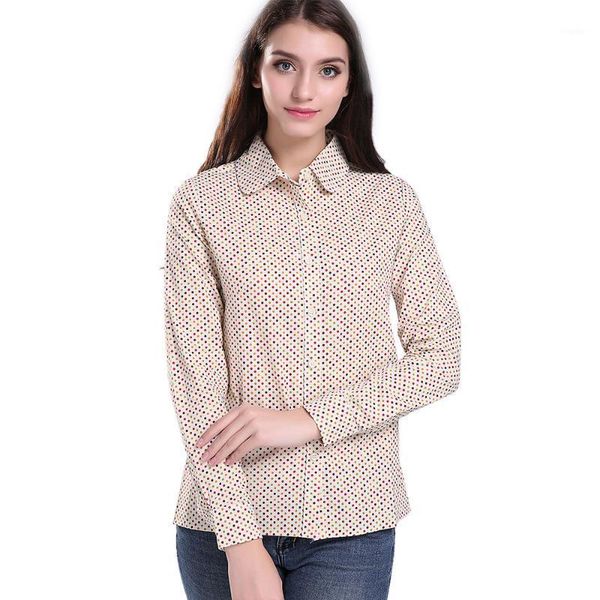 cotton women office working blouse shirts long sleeveshirts polka dot women's blouses, White
cotton women office working blouse shirts long sleeveshirts polka dot women's blouses, White