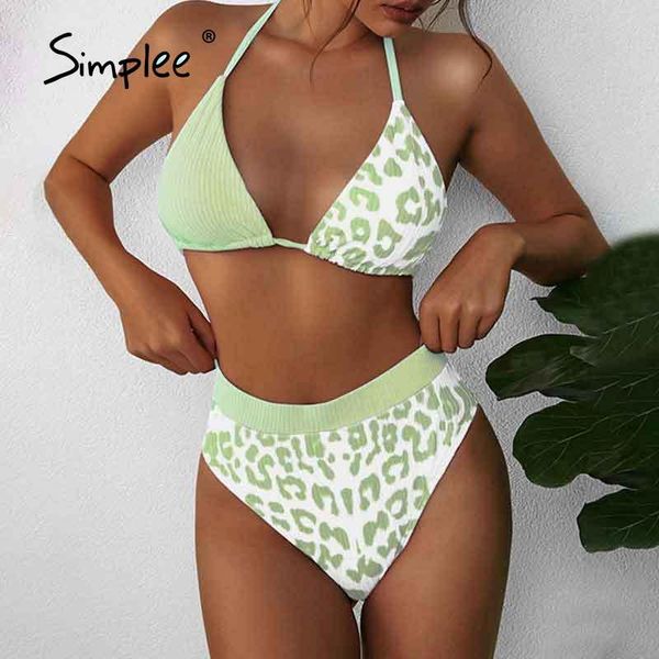 women's swimwear simplee leopard print bikinis 2021 mujer high waist famale patchwork 2 piece set triangle bathing suit halter bikini, White;black
women's swimwear simplee leopard print bikinis 2021 mujer high waist famale patchwork 2 piece set triangle bathing suit halter bikini, White;black