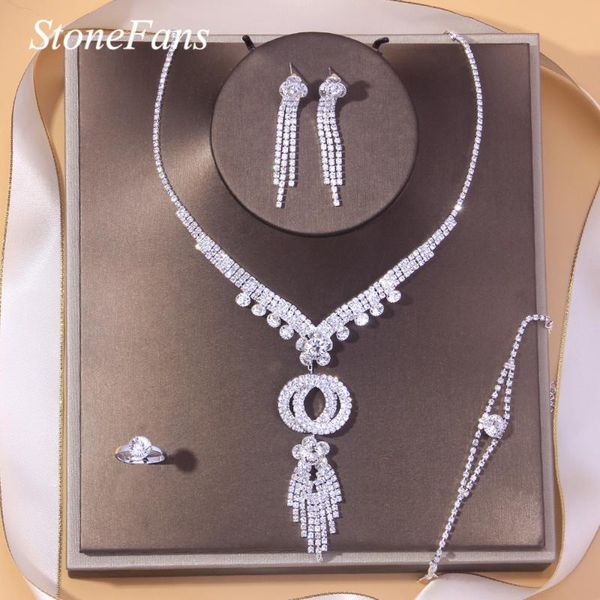 earrings & necklace stonefans double round pendant rhinestone tassel set for women crystal dubai wedding jewelry bridal accessories sets, Silver
earrings & necklace stonefans double round pendant rhinestone tassel set for women crystal dubai wedding jewelry bridal accessories sets, Silver