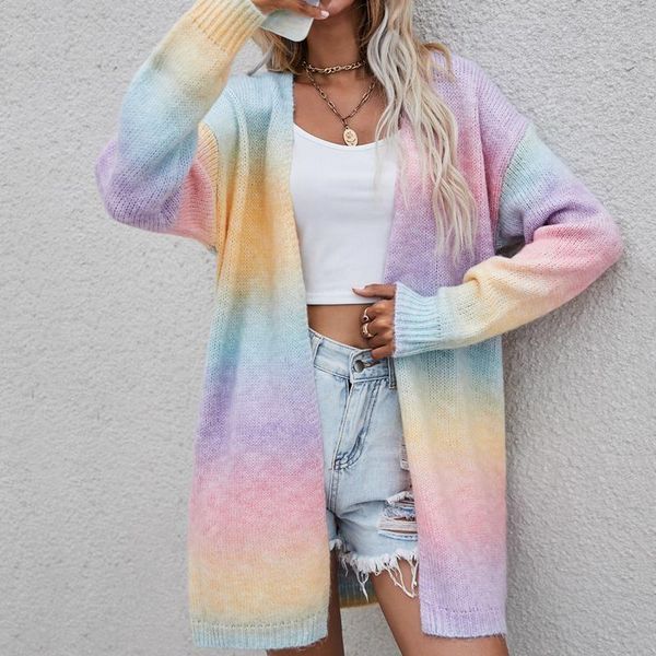 women's knits & tees 2021 rainbow tie-dye mid-length plus size cardigan knitted sweater jacket autumn vintage cardigans winter, White
women's knits & tees 2021 rainbow tie-dye mid-length plus size cardigan knitted sweater jacket autumn vintage cardigans winter, White