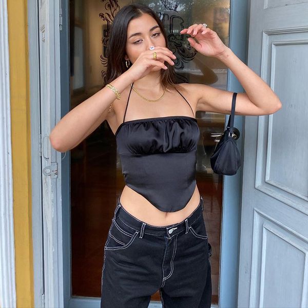 halter black sleeveless backless camis women gothic streetwear ruched crop tank female partynight club, White
halter black sleeveless backless camis women gothic streetwear ruched crop tank female partynight club, White