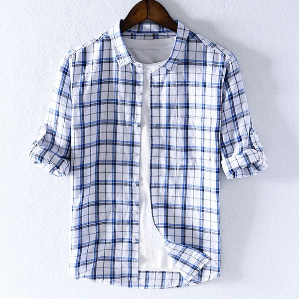 2021 casual plaid long sleeve linen shirt autumn new slim for men fashion comfortable shirts male chemise camisa ul86, White;black
2021 casual plaid long sleeve linen shirt autumn new slim for men fashion comfortable shirts male chemise camisa ul86, White;black